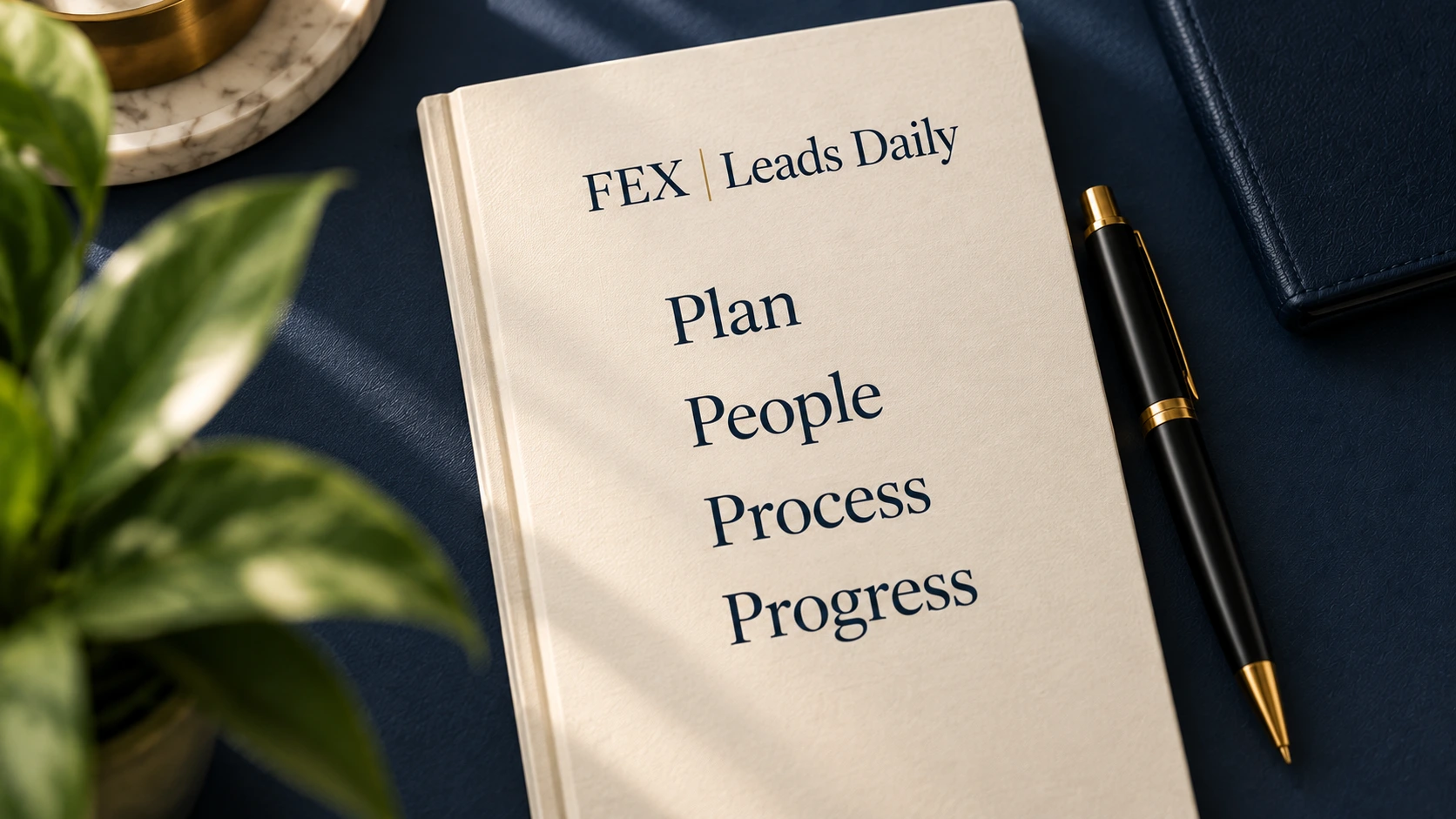 FEX Leads Daily planning notebook with Plan, People, Process and Progress
