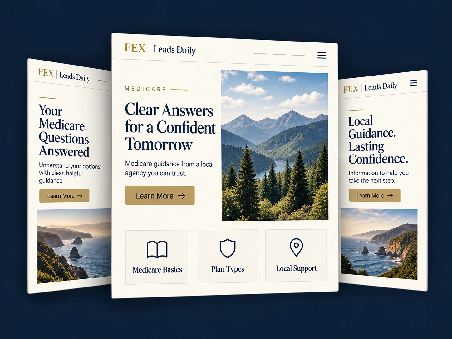 Illustrative Medicare agency website, article and local guidance layouts